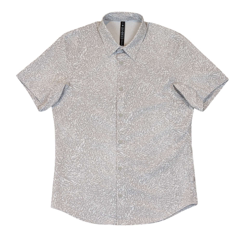 Lululemon Airing Easy Short Sleeve Shirt Mens Medium Seal Gray Performance 3DWJS